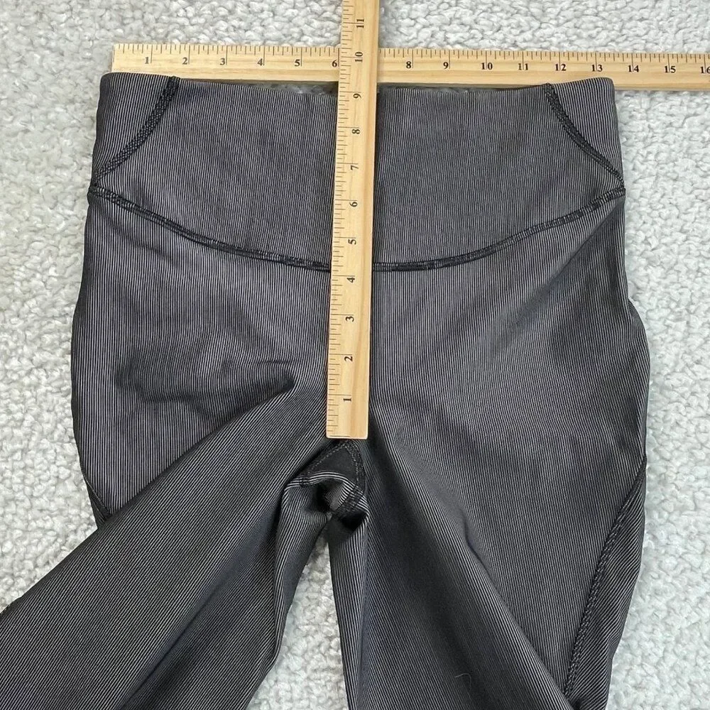 Lululemon Base Pace High Rise Tight Legging Two Toned Ribbed Black Womens 8